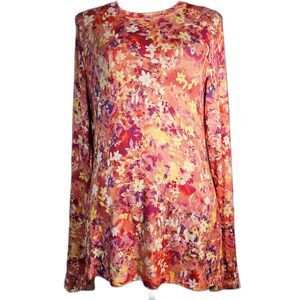 BCBGMAXAZRIA Gorgeous Floral Rayon Long Sleeve T-Shirt sz M